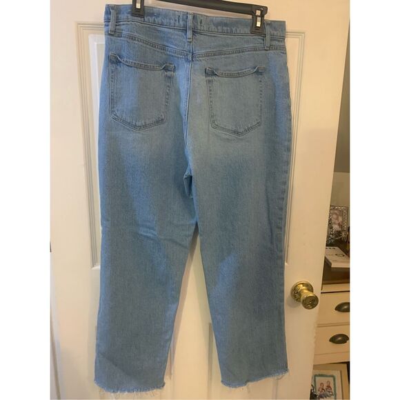 LOFT JEANS STRAIGHT DISTRESSED ANKLE LIGHT WASH HIGH WAIST SZ 12 - Picture 10 of 14
